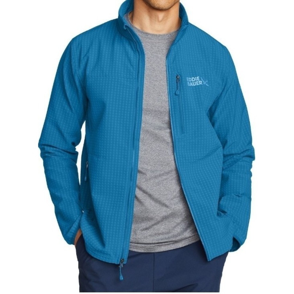 Eddie Bauer Men Sandstone Grid Blue Jacket First Ascent Gorpcore Granola Hiking